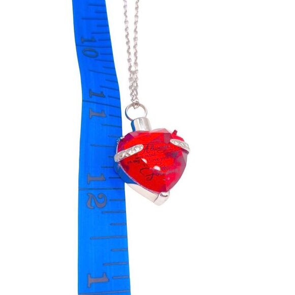 Silver red crystal message heart ash urn pendant necklace - Picture 4 of 8